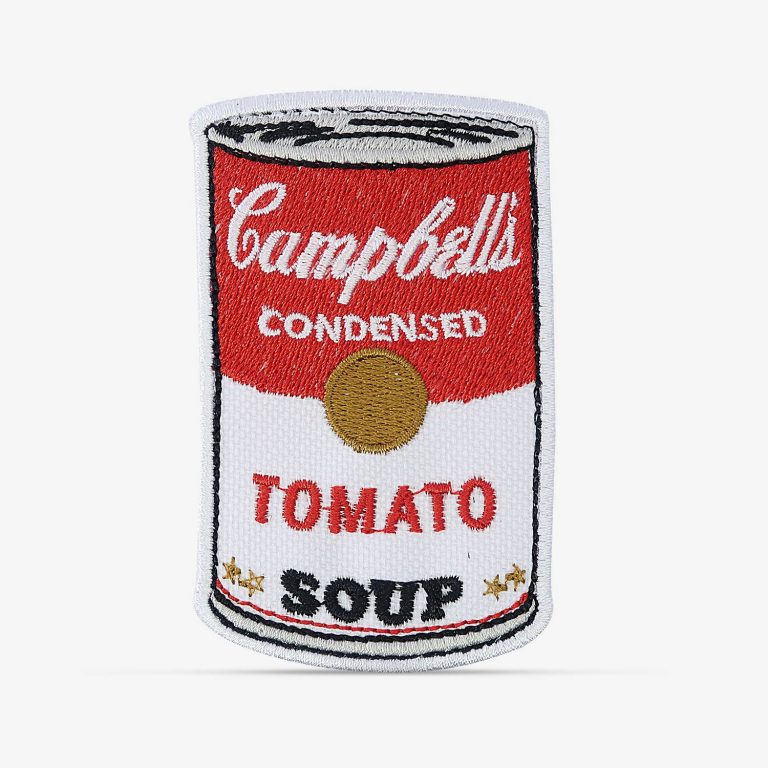 Patch Bordado Sopa Campbell's do artista Andy Warhol, com termocolante 5,6x9cm da PATCH GANG